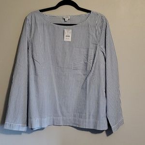 Women's blue and white striped blouse